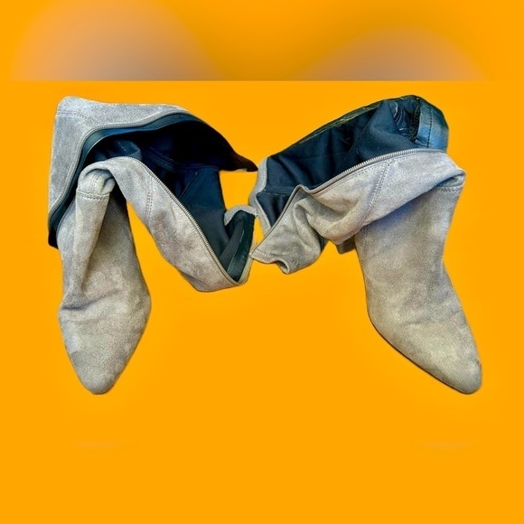 Franco Sarto Gray Faux Suede Flavia Over the Knee Boots w/ Chunky 3” Heel 7 1/2M - Picture 3 of 14